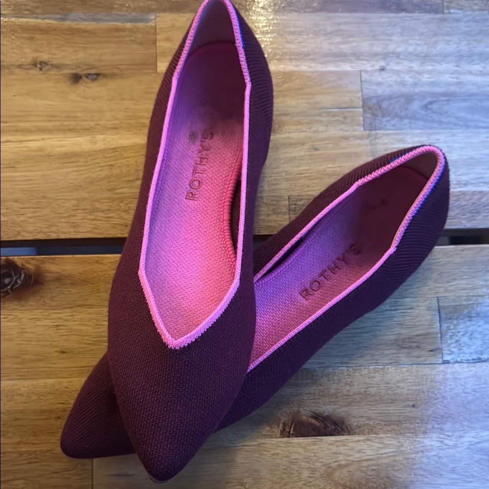 Rothy's Brown and Pink Flats Sleek Minimalist Design
